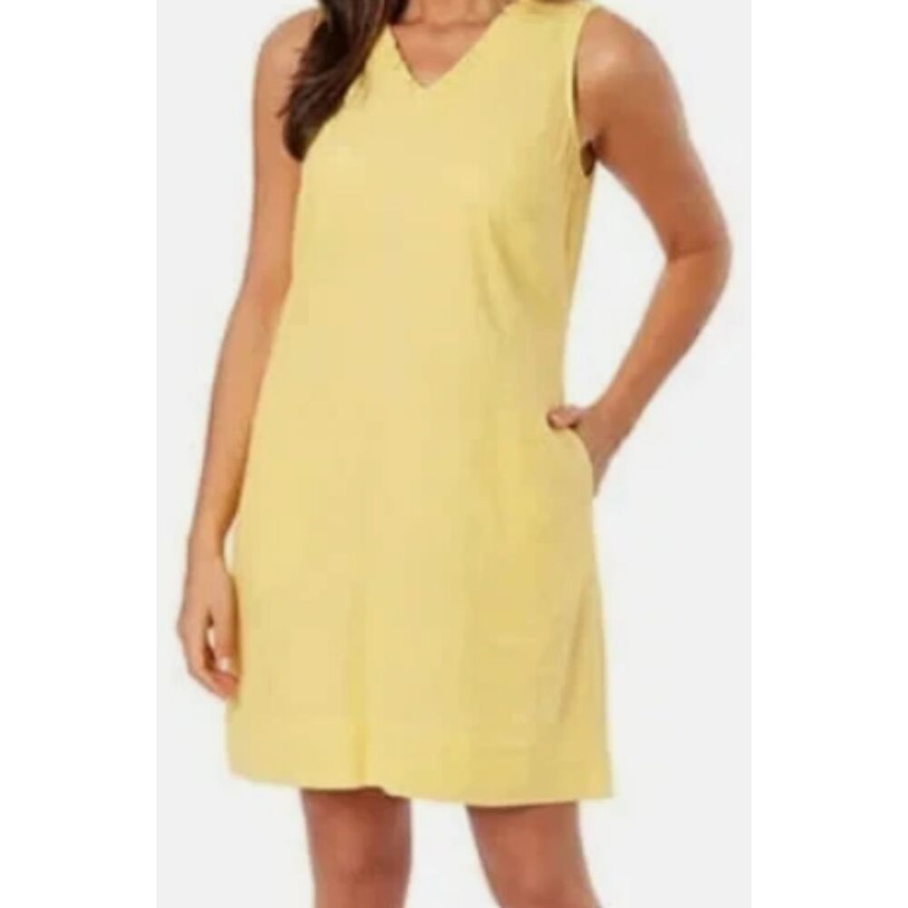 Briggs Light Yellow Linen Blend Dress - Size XL